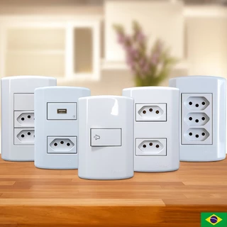 Tomada 10A 20A Simples Monobloco Interruptor 1 2 3 Teclas Paralelo Three Way Inteligente
