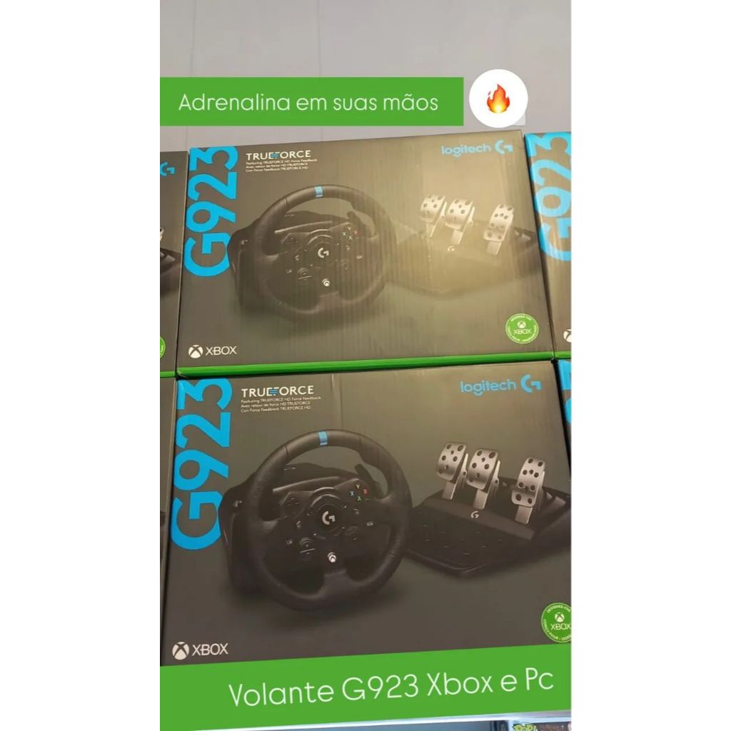 Volante Logitech G923 para Xbox Series X|S, Xbox One e PC com TRUEFORCE Novo Promoção