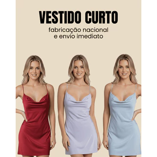 Vestido Curto Romantic Alça Fina Decote frente Costas | Festas & Casual Fabricação própria no Brasil