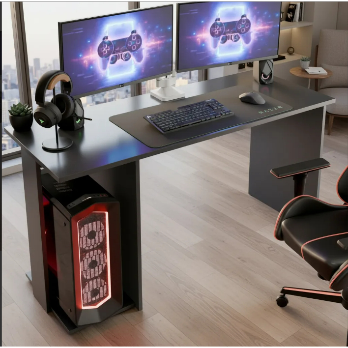 Mesa Escrivaninha Gamer Estilo Moderna Valorant Com Espaço Para Gabinete E Monitores | Shopee Brasil