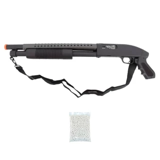 Kit Rifle Shotgun AirSoft M58B Spring 6mm Preta - Double Eagle + 2000 Esferas 0.12g