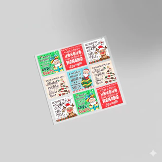 Adesivos de Natal 5x5cm - Lembrancinha, Empresa, Loja, Embalagem, brechó