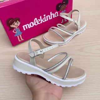 Sandália Papete Infantil Menina Molekinha Strass Brilho Confortável Moda Acolchoada em Oferta na Shopee