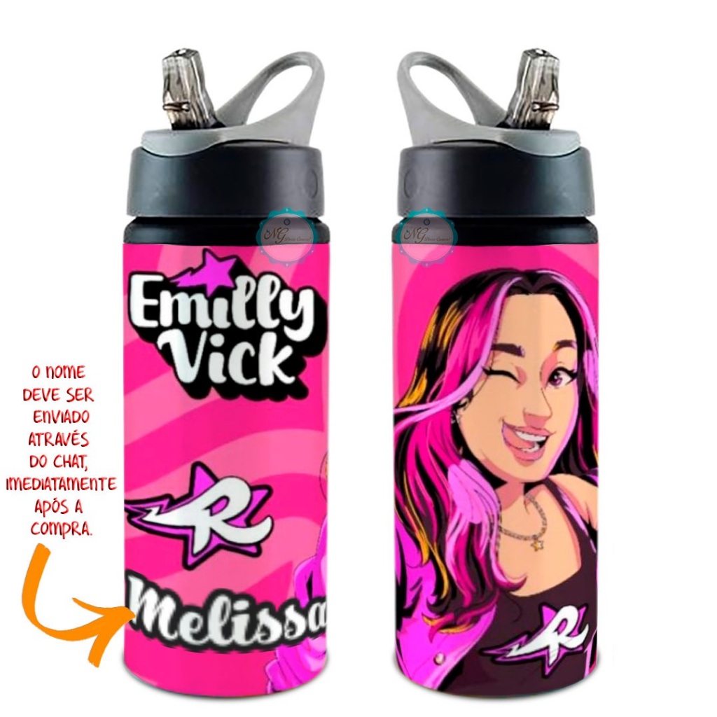 Garrafa Squeeze Emilly Vick Com Seu Nome