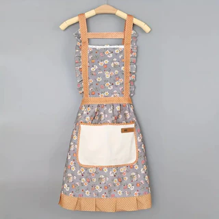 Avental De Princesa Em Renda Floral Com Um Bolso Para Toalhas De Mão À Prova D'água E Resistente Ao Oleo