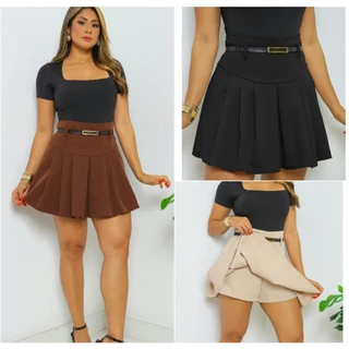 Saia Alfaiataria Plissada Feminino Tem Shot – Estilo Moderno, Elegante e Versátil, Ideal para Todas Ocasiões