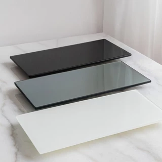 Bandeja de Vidro Luxo Preto Decorativa Lavabo Sala Banheiro Promoção 30x10cm