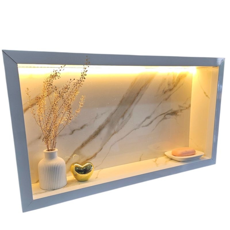 Nicho de porcelanato com LED 110V OU 220V porta shampoo prateleira ...