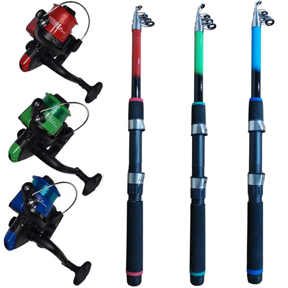 Kit de 3 varas com 3 molinetes sem linha Excelente para Pesca em Rios ...
