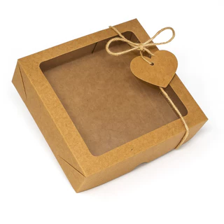 Caixa Para Presente Com visor 15x15x4 Kraft 20 Unidades