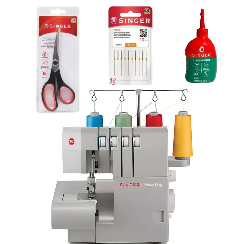 Máquina de costura overlock Singer Heavy Duty 14HD854 portátil - cinza Máquina de costura overlock Singer Heavy Dut | Shopee Brasil