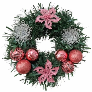 Guirlanda de Luxo Natal 40 cm Coleção Charme Clássico Radiante Brilho Rosê