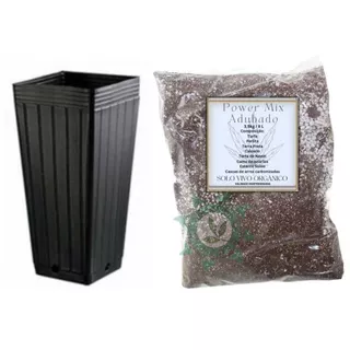 KIT VASO 7L + SUBSTRATO SOLO VIVO ADUBADO 3,5KG / 8L FERTILIZADO TERRA PERLITA ESTERCO ARROZ TORTA NEEM TURFA CALCÁRIO