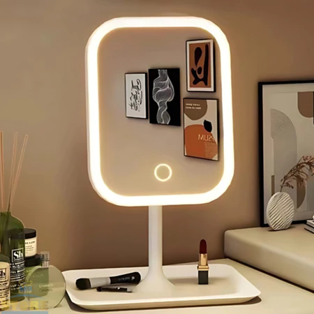 Espelho Decorativo com LED de Mesa Quadrado 3 tipos de cor