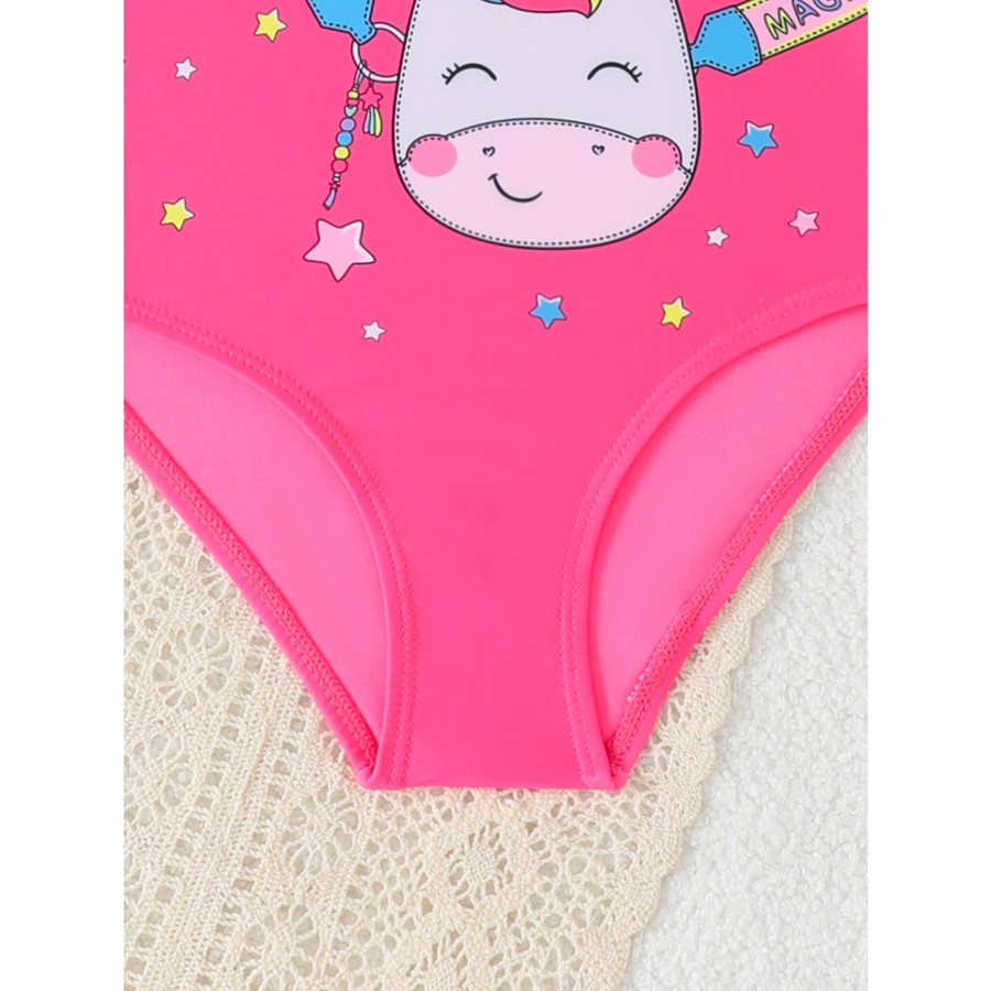 RWX VEST Maiô Infantil com Estampa de Unicórnio e Manga Longa 2025 b3619