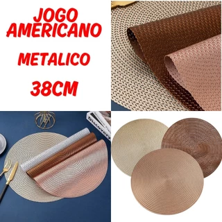 Kit 4 Ou 6 Jogo Americano 38cm Redondo Metálico Para Mesa Elegante Descanso De Mesa De Cozinha em Oferta na Shopee