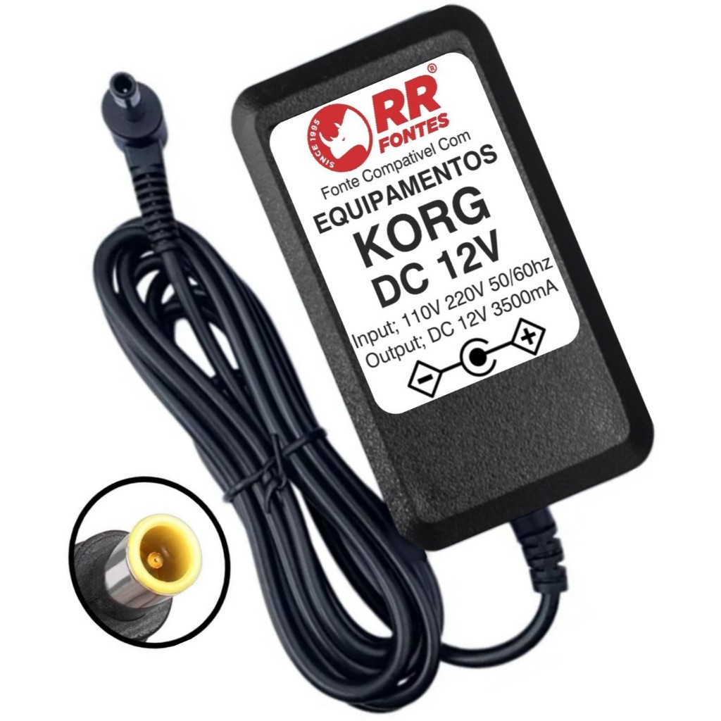 Fonte Dc 12v 3.5a Teclados Piano Digital Korg Pa-50 PA-500 PA-500