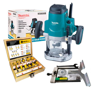 Tupia De Coluna Makita Mt M3600b 1650w 12mm + kit 12 fresas em Oferta na Shopee