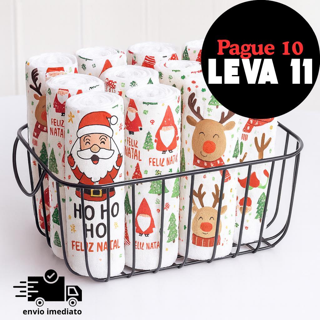 Kit 10 Panos Prato Natalinos Algodão Absorvente Natal Cozinha Estampado Bainha Pe Galinha Legitimo