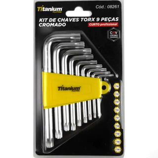 Kit Chaves Torx Curto 9 Peças T10 a T50 CRV Titanium Platina Profissional em Oferta na Shopee