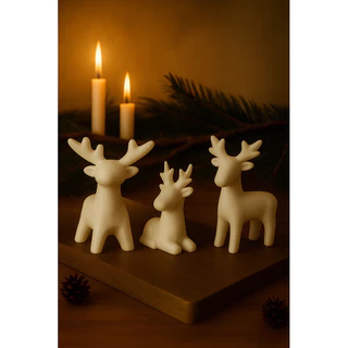 Trio de Renas Natalinas Enfeite de Mesa Decorativo para Natal