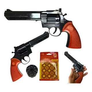 Brinquedo Rambo Xerife Revolver Espoleta Cano Longo + Cartela Spoleta