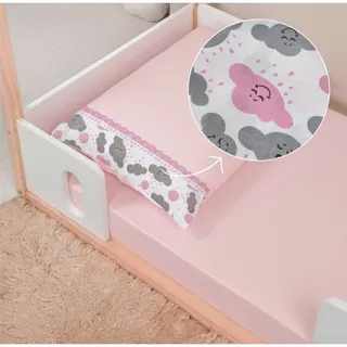 Jogo de Lençol 2 Peças Berço 130X70 cm Americano Padrão Fronha Enfeitada Percal 400 Fios em Oferta na Shopee
