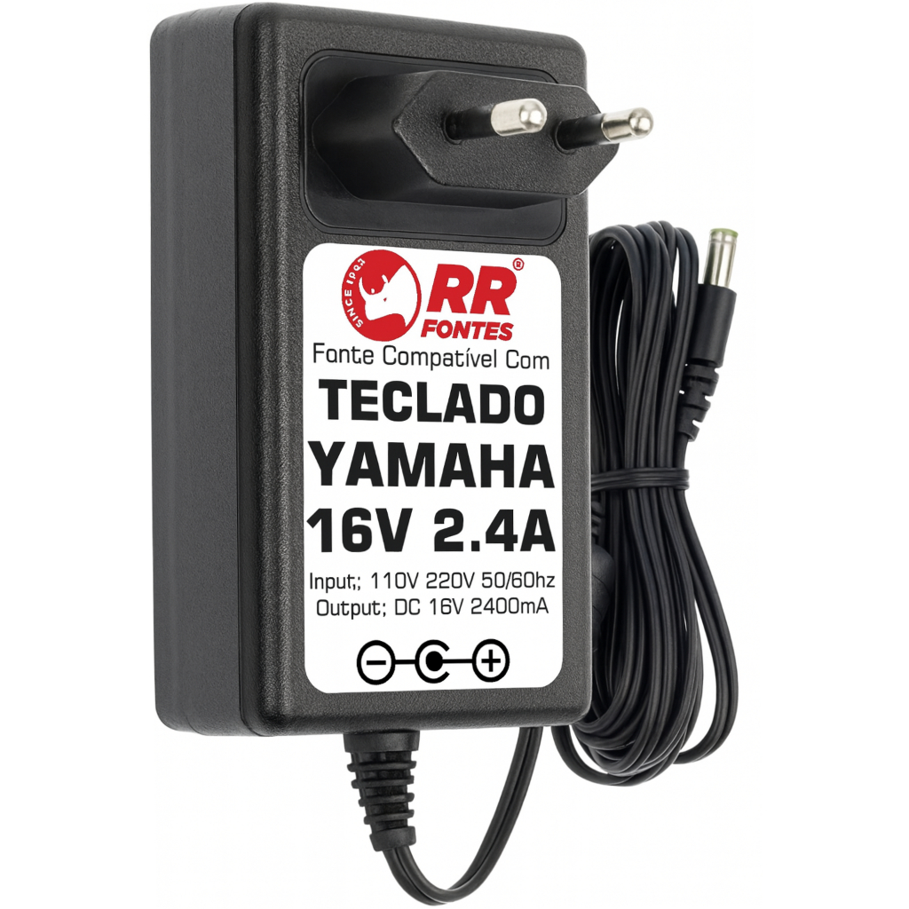 Fonte Dc 16v 2.4a Para Teclado Piano Yamaha Pa300 Psr-650 | Shopee