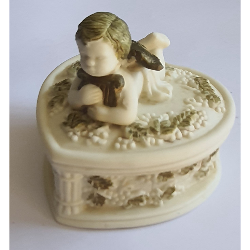Bibelô, Lindo Anjo Porta Joias Decorado Pote Multiuso em Porcelana 10cm ...
