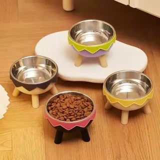 Comedouro Bebedouro Pote Alto Postura COM Tigela Aço Inoxidável Para cães cachorros gatos E Elegante