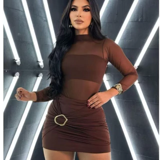 Short Saia Feminino Alfaiataria Neoprene Fivela Orgânica Dourada Cintura Alta Luxuosa e Elegante P-M-G-GG Envio Imediato