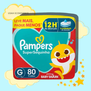 Fralda Pampers Supersequinha Descartável, Tamanho G 80 Unidades