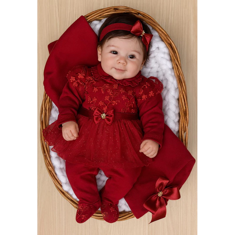 Saída de maternidade vermelha Olivia