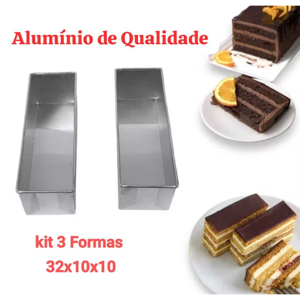 Forma de Pão 32x10x10 Formas Bolo Retangular Assadeira de Al