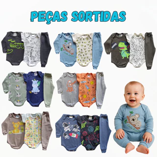 Kit 3 a 12 peças body de bebê menino sortido - conjunto para bebê - roupa de bebê tamanho RN ao GG