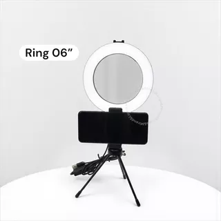Ring Light Led Mesa Iluminador Pequena Tripé 6 Polegada 16cm Com Suporte de Celular