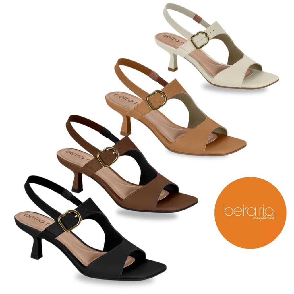 Sandalia Beira Rio Conforto Salto Fino Ref.8562.106 | Shopee Brasil