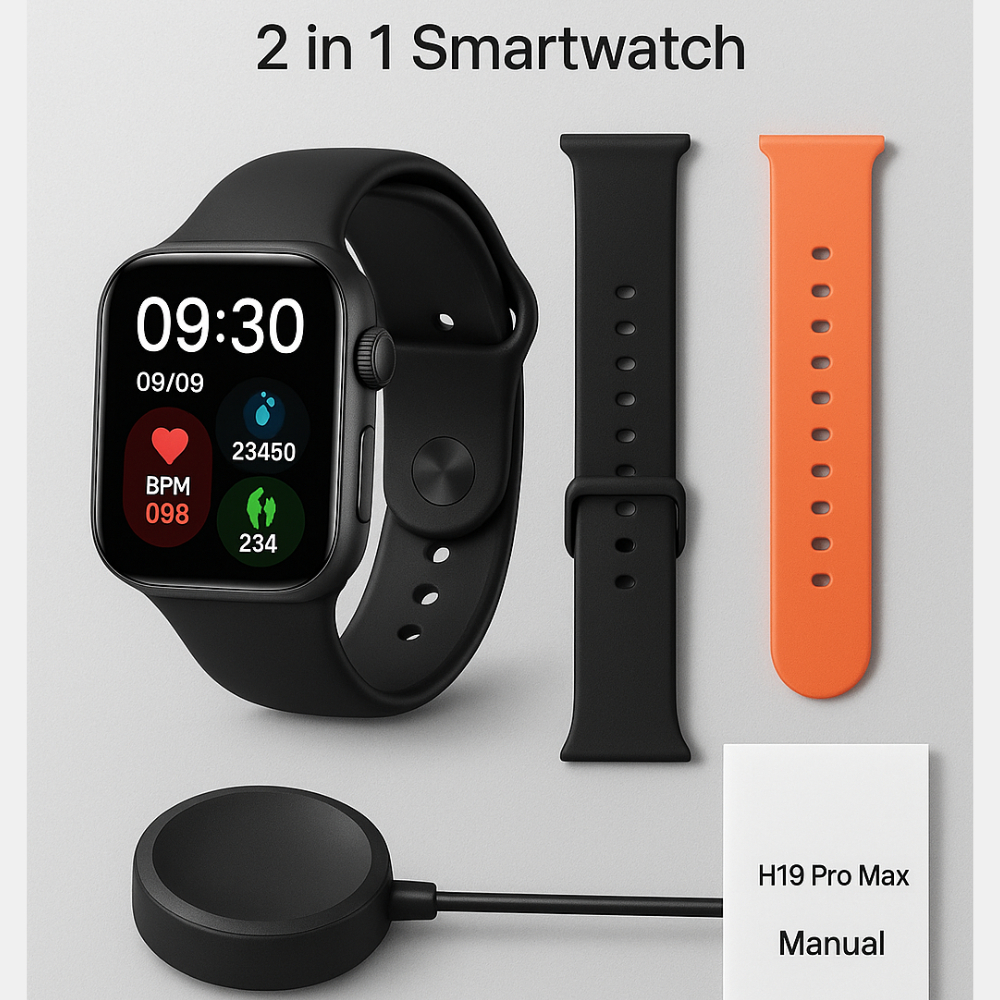 Smartwatch H19 Pro Max 2 em 1 com carregamento por indução 42-44mm ...