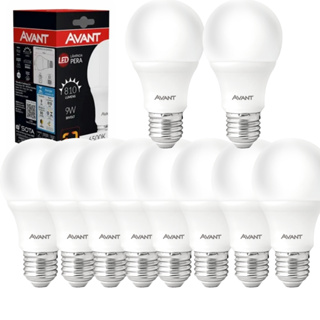 Kit com 10 Lâmpadas Led Casa Quintal 9W Pêra Bulbo Bivolt Luz Branco Frio 6500K Avant