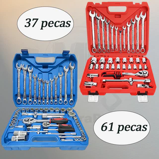 37/61/108 Peças Kit de Ferramentas Profissional Jogo Chave Combinada Soquetes E Catraca Grande