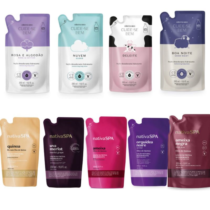 Escolha o Seu – Refil Loção Desodorante Hidratante Corporal O Boticário | Nativa SPA e Cuide-se Bem (350ml ou 400ml) em Oferta na Shopee