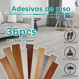 36PC Adesivo de Piso Madeira Moderno Antiderrapante Lavável 91,4x15,2cm vinílico