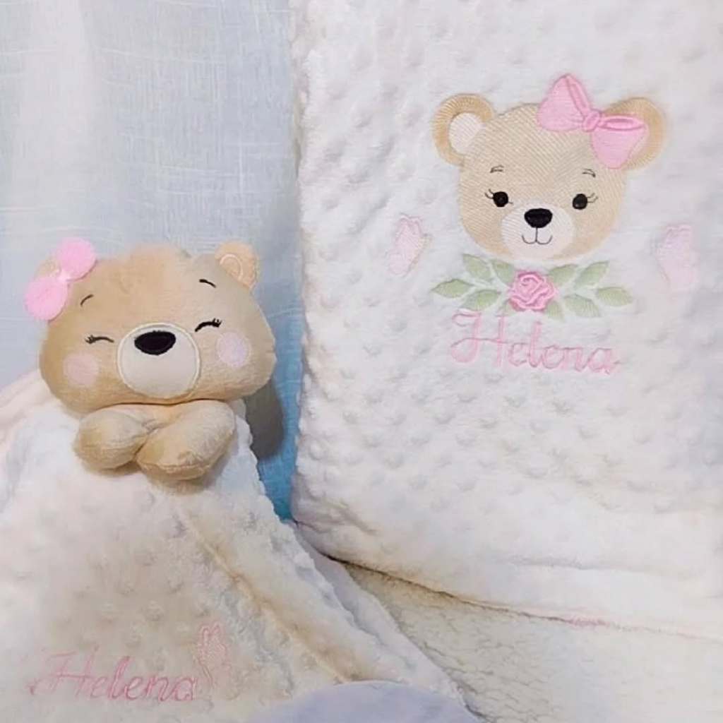 Manta/Cobertor Duplo Pipoquinha Personalizado com Bordado. | Shopee Brasil