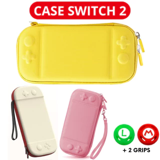 Case Capa para Nintendo Switch 2 + Kit 2 Grips Analógicos - Proteção Acessório Resistente Bolsa Estojo Nintendo Switch 2