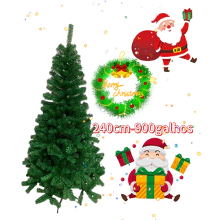 Árvore de Natal 240 cm 900 Galhos Super Cheia Grande Luxo