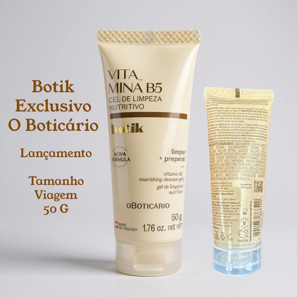 O BOTICARIO BOTIK Gel de Limpeza Facial Nutritivo Vitamina B5 Botik 50 ...