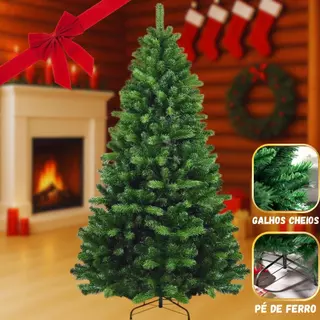 Árvore de Natal Pinheiro Verde Premium – Suporte de Metal, Acabamento Luxo