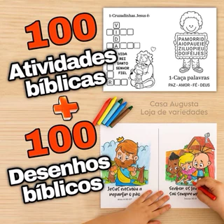 100 Desenhos Biblicos + 100 Atividades Biblicas Para Colorir ✨ Folhas Soltas EBD em Oferta na Shopee