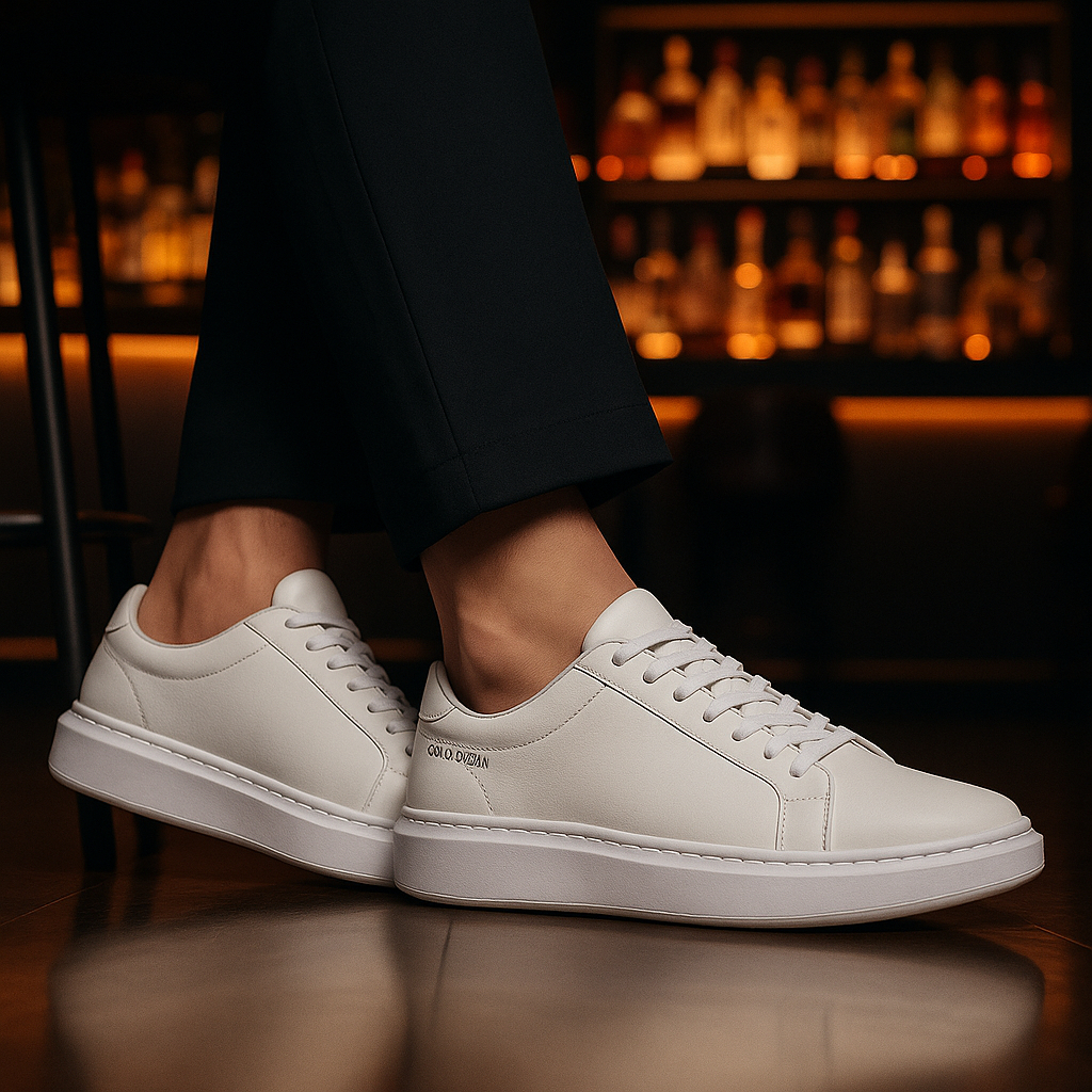 Tênis Oversized Sapatênis Couro Legítimo Calce Fácil Elástico Casual Sneaker Elegante