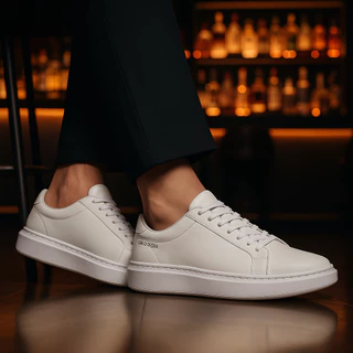 Tênis Oversized Sapatênis Couro Legítimo Calce Fácil Elástico Casual Sneaker Elegante